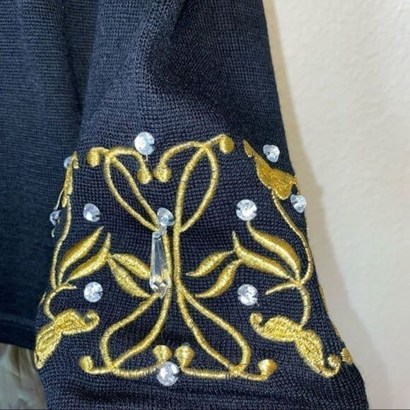 Vintage L'eau Vive knit embroidered shirt‎ with metallic gold maxi lined skirt - Picture 15 of 16